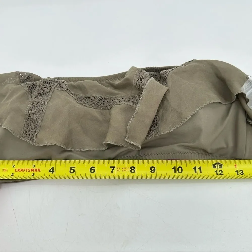 Victoria’s Secret Olive Green Off Shoulder Ruffle Crop Top Lace Trim W Straps L
